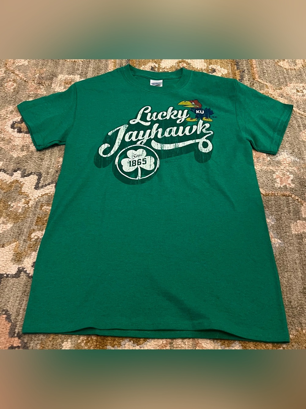 Kansas Jayhawks Lucky 1941 Warhawk Shirt Men’s Size Small Color Green